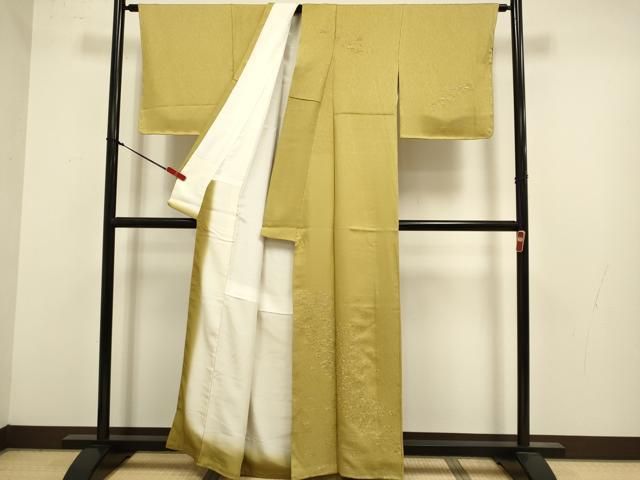 平和屋着物●中国三大刺繍 スワトウ刺繍 汕頭刺繍 総刺繍 訪問着 流水笹松文 金糸 正絹 逸品 DABK7990du