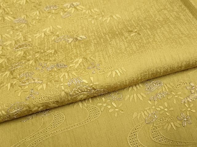 平和屋着物●中国三大刺繍 スワトウ刺繍 汕頭刺繍 総刺繍 訪問着 流水笹松文 金糸 正絹 逸品 DABK7990du