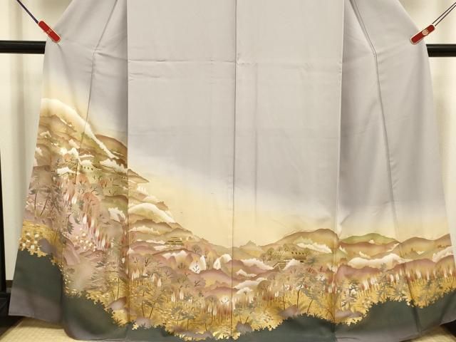 平和屋着物●訪問着 風景文 暈し染め 金彩 正絹 逸品 DABK7993du