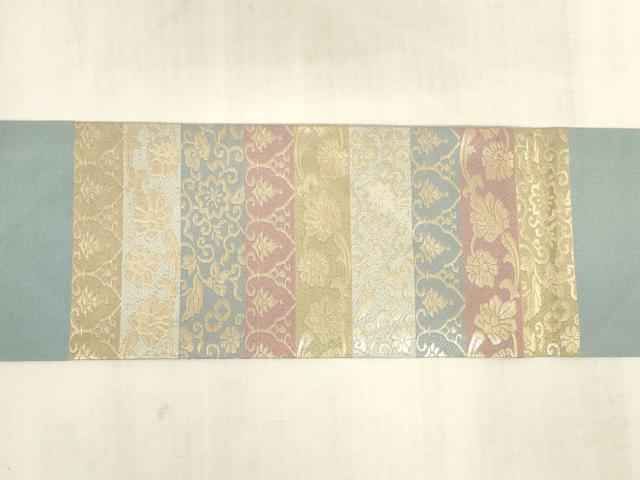平和屋着物◎九寸名古屋帯 横段花唐草文 金糸 正絹 逸品 DABK8041ar