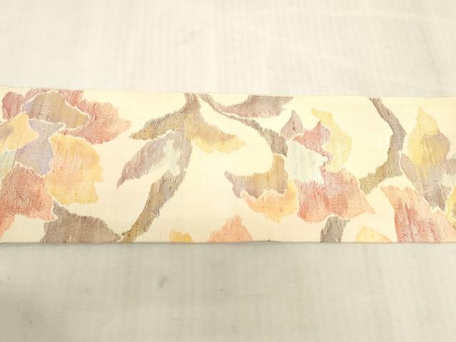 平和屋着物◎八寸名古屋帯 紬地 すくい織 更紗花文 正絹 逸品 DABK8045ar
