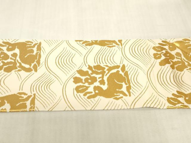 平和屋着物◎九寸名古屋帯 花兎 金糸 正絹 逸品 DABK8046ar