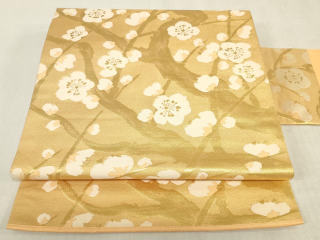 平和屋着物◎九寸名古屋帯 枝梅 金糸 正絹 逸品 DABK8049ar