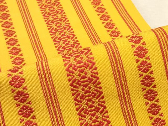 平和屋着物◎本場筑前博多織 半幅帯 献上 脇山忠道作 吉弥帯 証紙付き 正絹 逸品 DABK8112ar