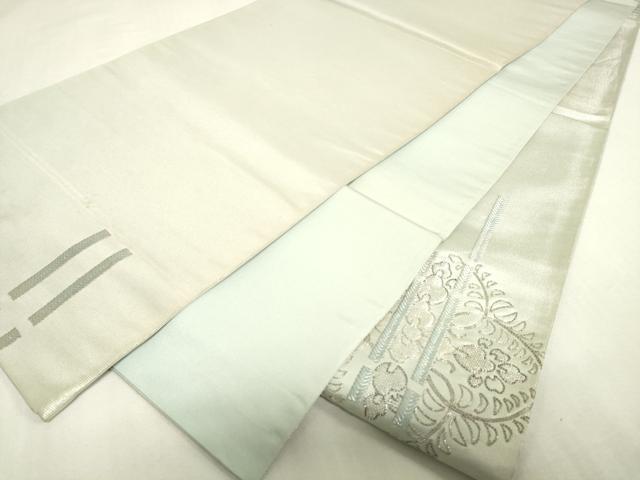 平和屋着物◎太鼓柄袋帯 駒刺繍 総刺繍 正倉院花文 銀糸 正絹 逸品 DABK8181ar