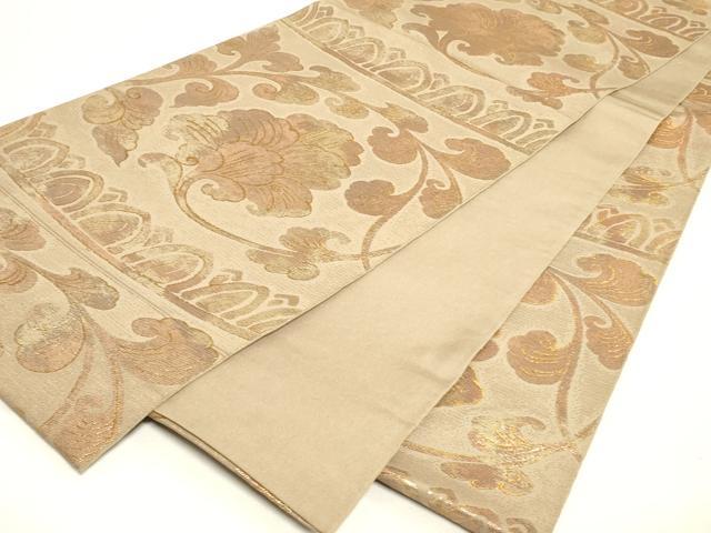 平和屋着物◎六通柄 本袋帯 更紗花唐草文 金糸 正絹 逸品 DABK8196ar