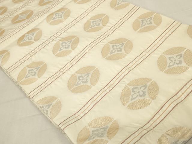 平和屋着物◎九寸開き名古屋帯 七宝花文 金銀糸 正絹 逸品 DABK8209ar