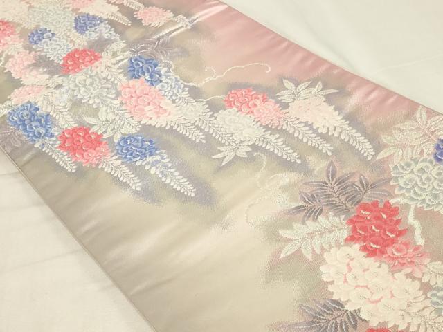 平和屋着物◎六通柄袋帯 唐織 藤花房文 銀糸 正絹 逸品 DABK8214ar