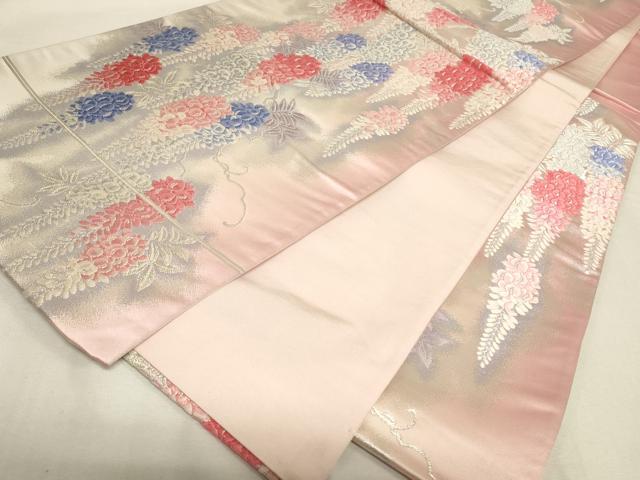 平和屋着物◎六通柄袋帯 唐織 藤花房文 銀糸 正絹 逸品 DABK8214ar