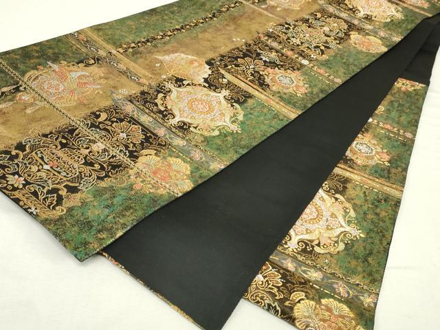 平和屋着物◎六通柄袋帯 リヨン更紗散文 金銀糸 引箔 正絹 逸品 DABK8217ar