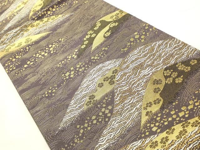 平和屋着物◎六通柄袋帯 重ね山風景文 金銀糸 正絹 逸品 DABK8223ar