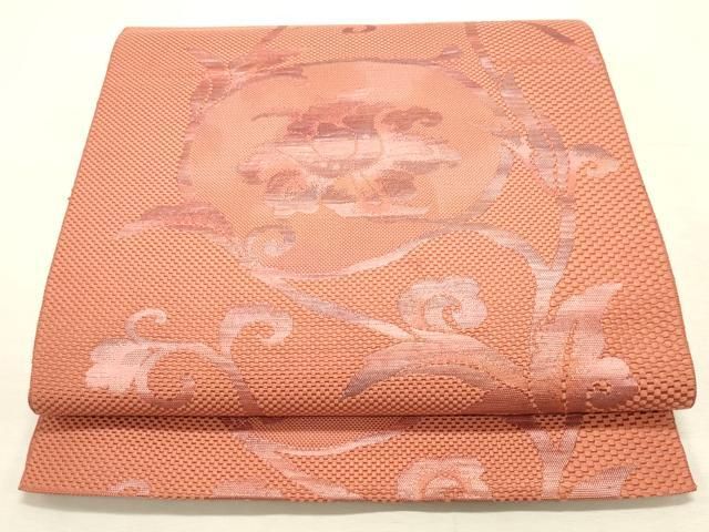 平和屋着物◎本場筑前博多織 八寸名古屋帯 花唐草文 正絹 逸品 DABK8229ar