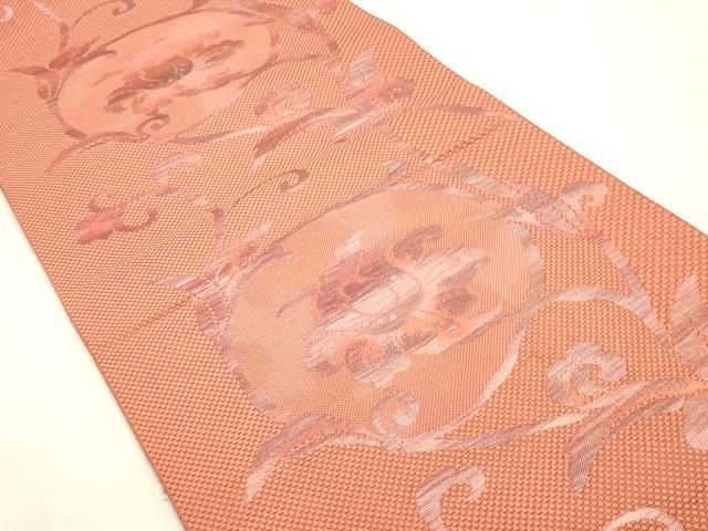平和屋着物◎本場筑前博多織 八寸名古屋帯 花唐草文 正絹 逸品 DABK8229ar