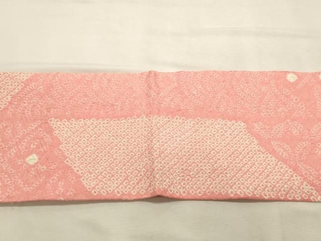 平和屋着物◎九寸名古屋帯 総絞り 吉祥花文 正絹 逸品 DABK8230ar