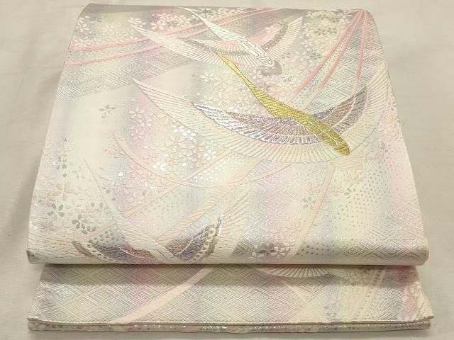 平和屋着物◎六通柄袋帯 飛鳥花文 金銀糸 正絹 逸品 DABK8248ar