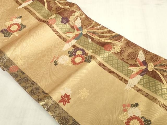 平和屋着物◎つけ帯 唐織 鳳凰花文 金糸 正絹 逸品 DABK8261ar