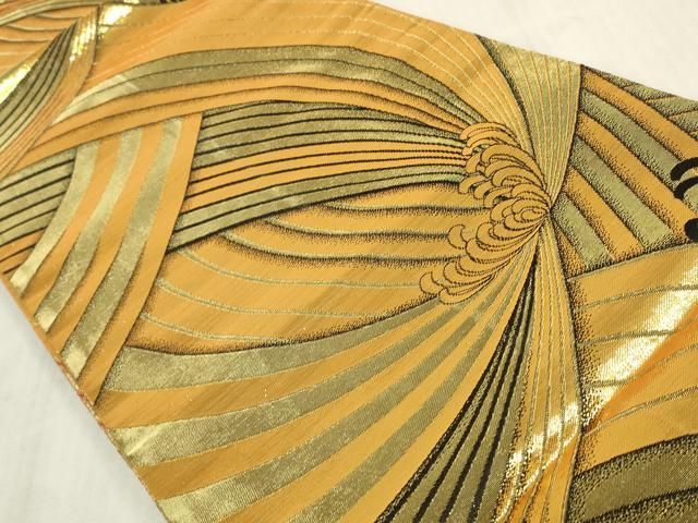 平和屋着物◎両面 全通柄袋帯 乱菊 金糸 正絹 逸品 DABK8270ar