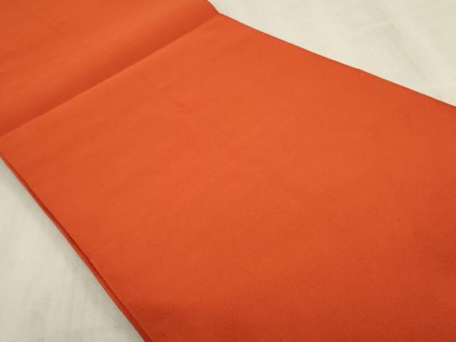平和屋着物◎爪掻き本綴れ 八寸名古屋帯 赤橙色 正絹 逸品 DABK8273ar