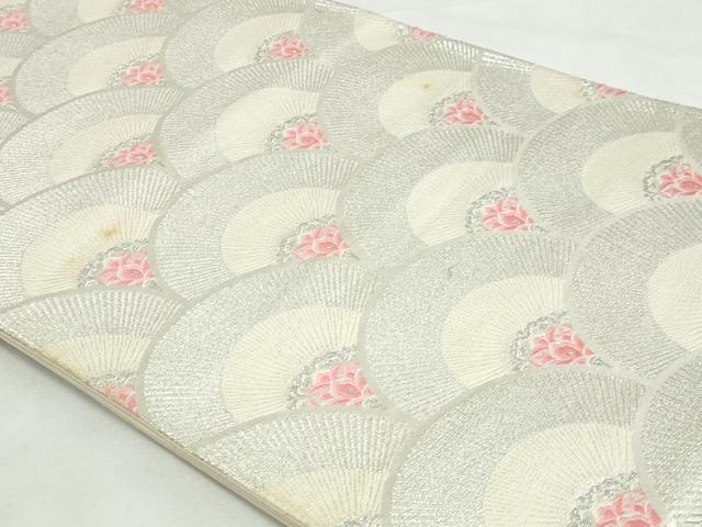 平和屋着物◎六通柄袋帯 唐織 花青海波 銀糸 正絹 逸品 DABK8524cm
