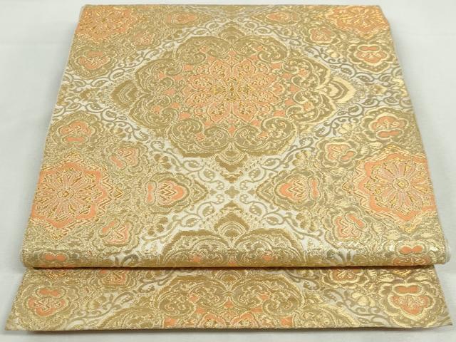 平和屋着物◎六通柄 本袋帯 正倉院花文 金糸 正絹 逸品 DABK8525cm