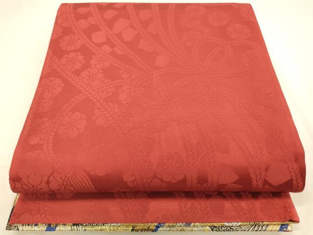 平和屋着物◎両面 全通柄袋帯 舞蝶花文 金銀糸 鈴乃屋扱い 正絹 逸品 DABK8544cm