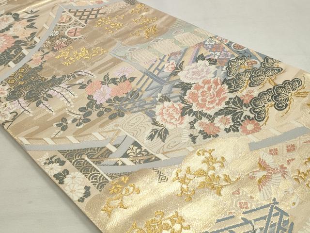 平和屋着物◎両面 六通柄袋帯 唐織 王朝賛歌 金糸 正絹 逸品 DABK8547cm