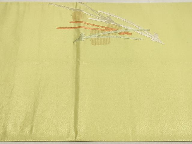 平和屋着物◎太鼓柄袋帯 総刺繍 箔散らし松葉文 金糸 正絹 逸品 DABK8560cm