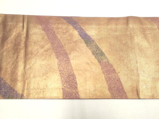 平和屋着物◎九寸名古屋帯 よろけ縞 金糸 引箔 正絹 逸品 DABK8567cm