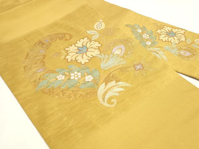 平和屋着物◎九寸名古屋帯 すくい織 草花文 金銀糸 正絹 逸品 DABK8570cm