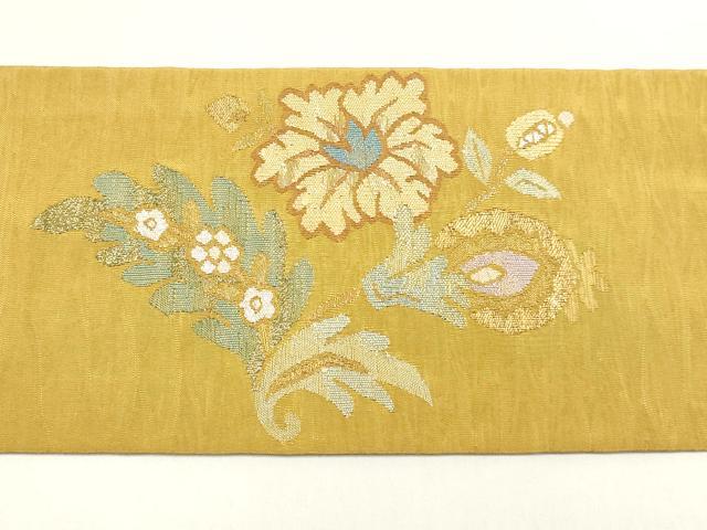 平和屋着物◎九寸名古屋帯 すくい織 草花文 金銀糸 正絹 逸品 DABK8570cm