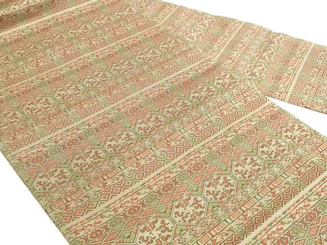 平和屋着物◎全通柄九寸名古屋帯 横段抽象文 正絹 逸品 DABK8572cm