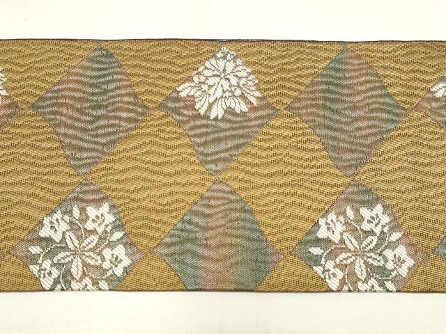 平和屋着物◎八寸名古屋帯 草花文 正絹 逸品 DABK8576cm
