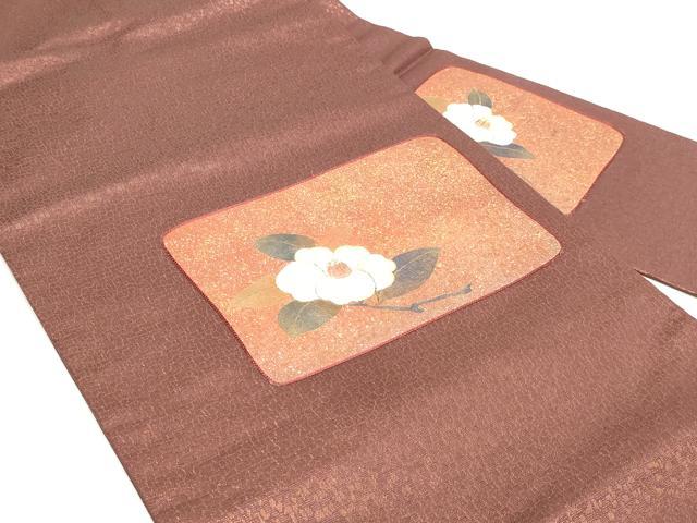 平和屋着物◎九寸名古屋帯 刺繍 草花文 金銀糸 正絹 逸品 DABK8578cm