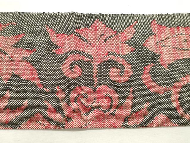 平和屋着物◎八寸名古屋帯 紬地 洋花唐草文 正絹 逸品 DABK8590cm