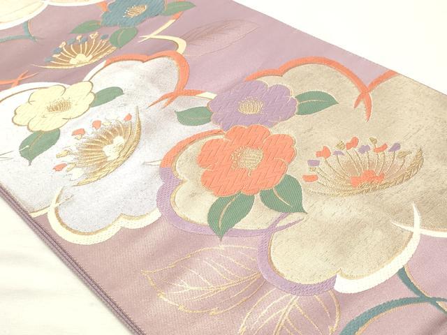 平和屋着物◎六通柄袋帯 唐織 譜季彩 草花文 金銀糸 正絹 逸品 DABK8597cm
