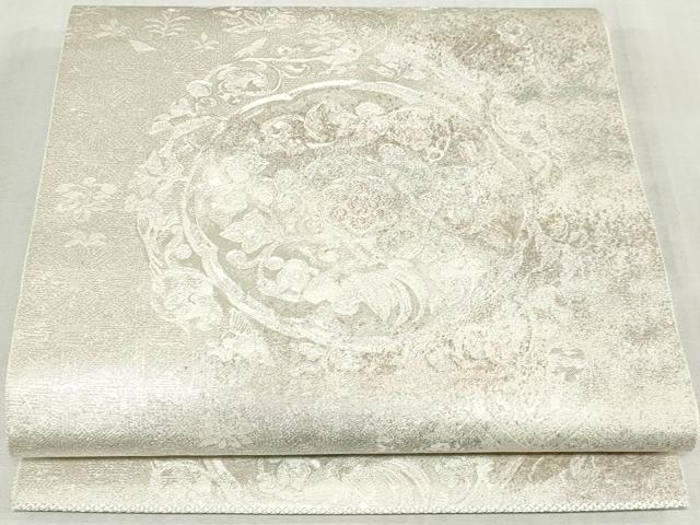 平和屋着物◎六通柄袋帯 花絵皿文 金銀糸 正絹 逸品 DABK8613cm