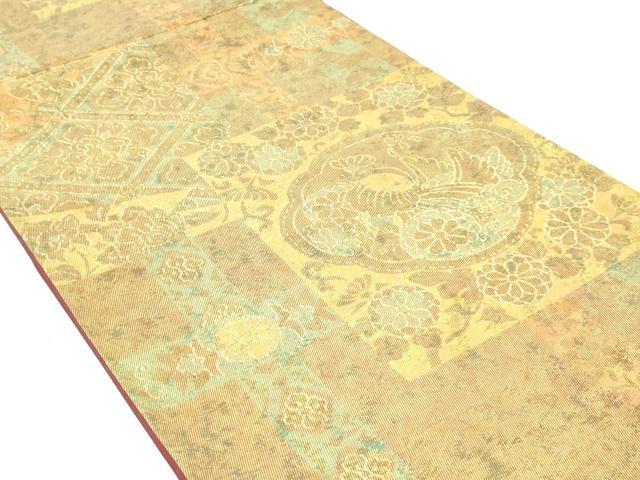 平和屋着物◎六通柄袋帯 花鳥文 金糸 引箔 正絹 逸品 DABK8617cm