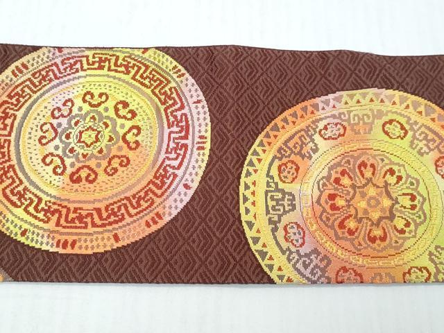 平和屋着物◎八寸名古屋帯 刺繍 花丸文 正絹 逸品 DABK8641cm