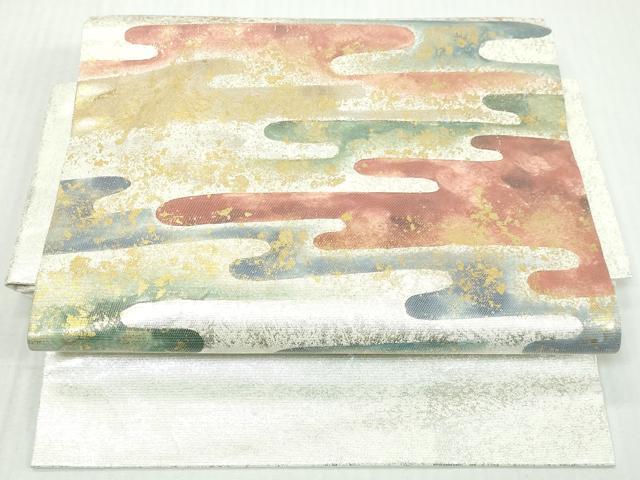 平和屋着物◎つけ帯 エ霞文 金銀糸 正絹 逸品 DABK8652cm