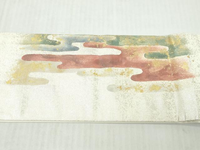 平和屋着物◎つけ帯 エ霞文 金銀糸 正絹 逸品 DABK8652cm