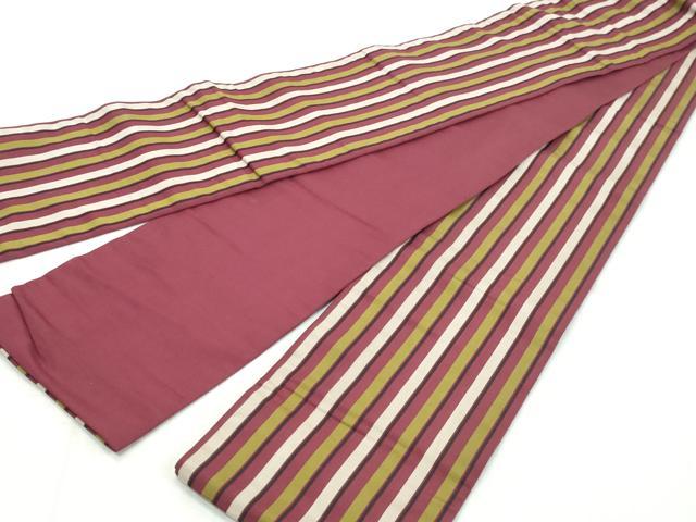 平和屋着物◎本場筑前博多織 半幅帯 間道 正絹 逸品 DABK8654cm