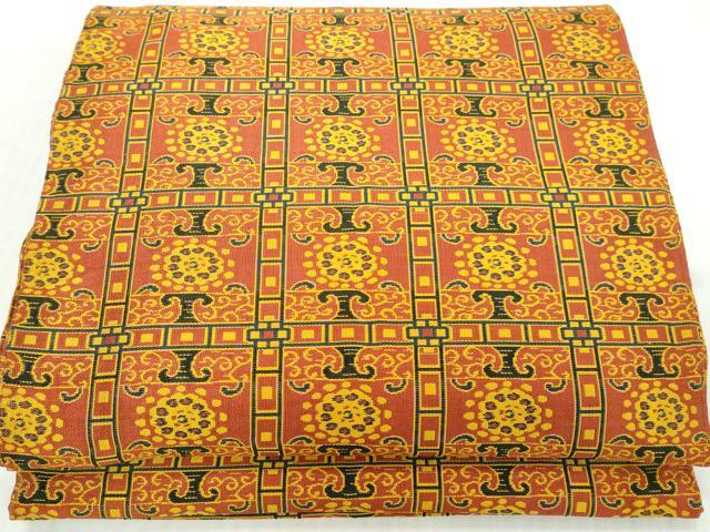 平和屋着物◎両面 全通柄袋帯 格子花文 正絹 逸品 DABK8662cm