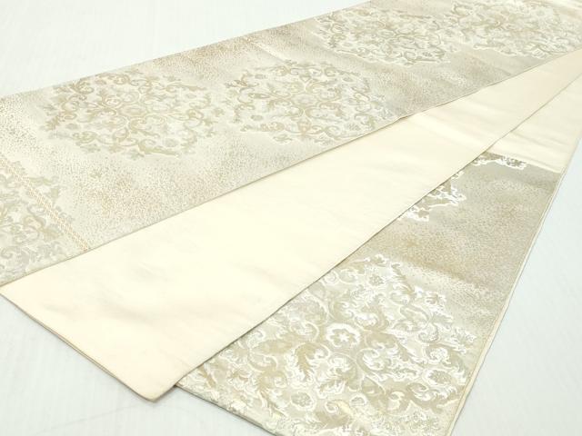 平和屋着物◎西陣 服部織物謹製 六通柄袋帯 こはく錦 正倉院花文 金銀糸 正絹 逸品 DABK8667cm