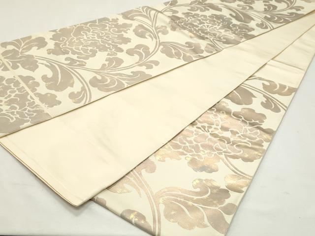 平和屋着物◎六通柄 本袋帯 手織 花唐草文 引箔 正絹 逸品 DABK8671cm