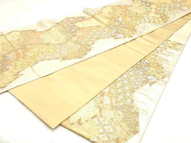 平和屋着物◎六通柄袋帯 唐織 松皮菱花文 唐俑箔 正絹 逸品 DABK8675cm