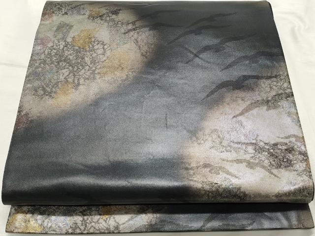 平和屋着物◎六通柄袋帯 霞文 引箔 正絹 逸品 DABK8679cm
