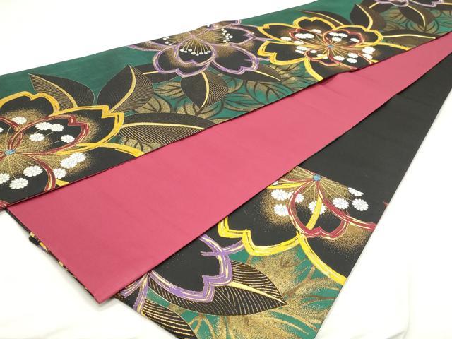 平和屋着物◎六通柄袋帯 唐織 草花文 金銀糸 正絹 逸品 DABK8682cm