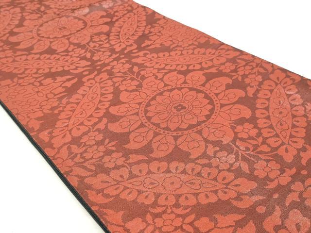 平和屋着物◎六通柄袋帯 草花文 正絹 逸品 DABK8686cm