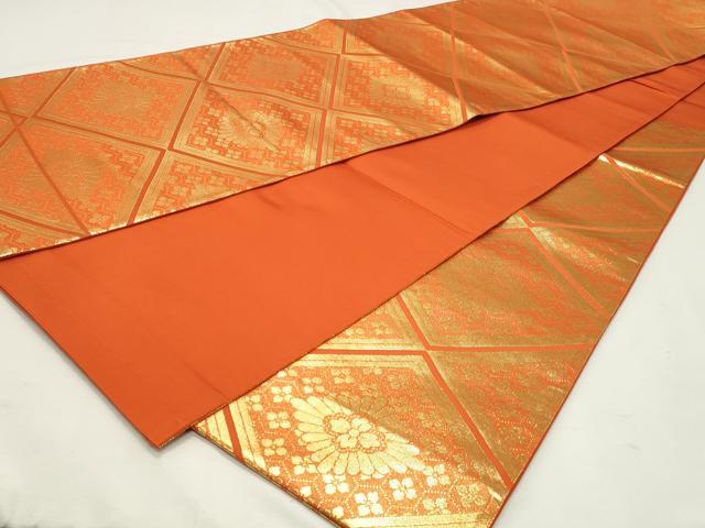 平和屋着物◎六通柄袋帯 花菱文 金糸 正絹 逸品 DABK8690cm