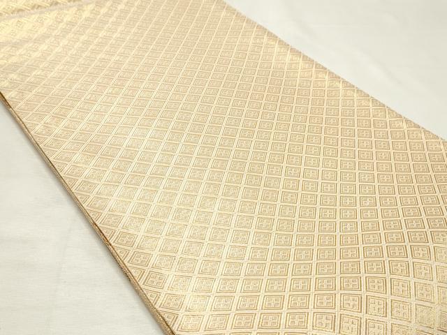 平和屋着物◎佐賀錦 六通柄袋帯 飛鶴風景花文 金糸 正絹 逸品 DABK8692cm